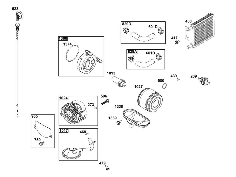 Lubrication Group Diagram and Parts List for 54E177-0002-J1  Briggs and Stratton Engine